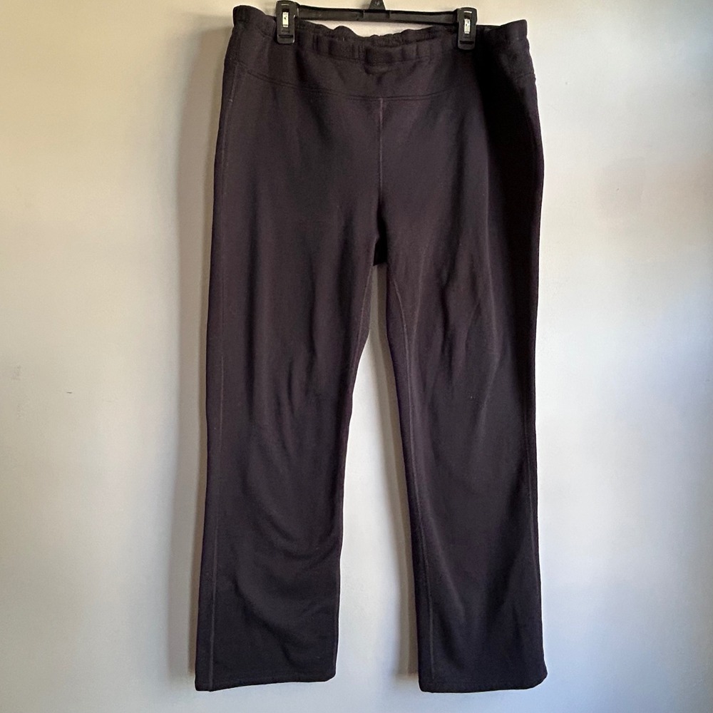 Athleta Black Fleece Lined Straight Leg Athletic Pants 2X Plus Size Back Pocket